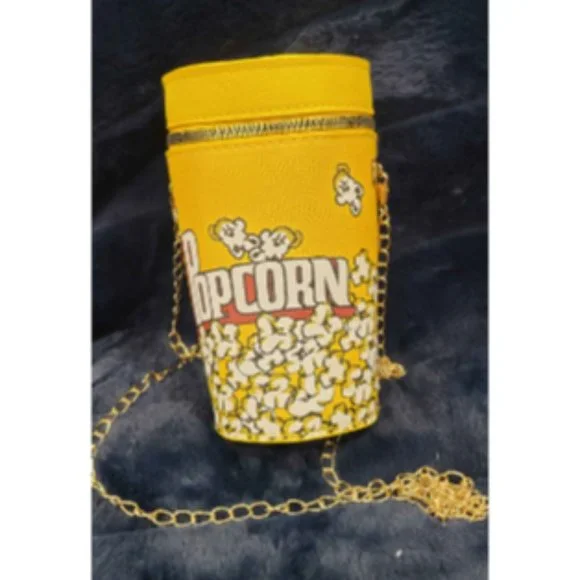Movie Popcorn Crossbody Yellow Shoulder Hand Bag Purse - Picture 6 of 8